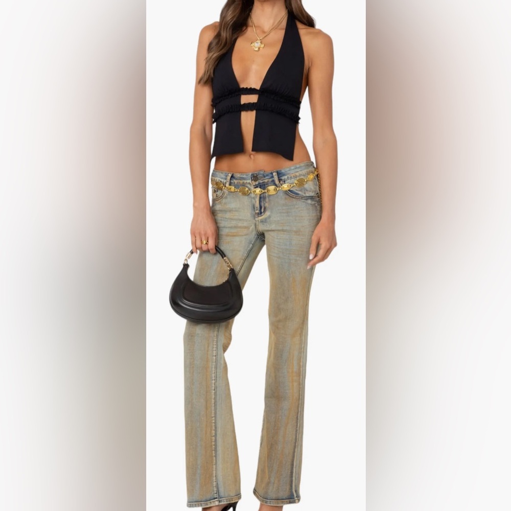 Edikted Luma Split Front Open Back Halter Top, Si… - image 3